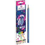Карандаши цветные "Attomex. Music Dog" 06 цветов, М, диаметр грифеля 2,65 мм, шестигранные, в картонной коробке