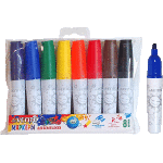 Набор маркеров для белой доски "deVENTE" (08 цв - зел, красн, син, черн, оранж, жёлт, гол, фиол) круглый корпус с клипом, пулевидный наконечник, ширина линии 5 мм, в пластиковом блистере