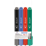 Набор маркеров перманентных "Attomex" (04 цв - зел, красн, син, черн) круглый корпус, пулевидный наконечник, ширина линии 3 мм, в пластиковом блистере