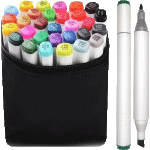Набор маркеров для скетчинга "deVENTE. Emotion" 36 цветов, двусторонние (пулевидный 1 мм/скошенный до 5 мм), эргономичный трёхгранный корпус, чернила на спиртовой основе, в текстильной сумке