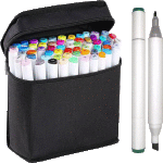 Набор маркеров для скетчинга "deVENTE. Emotion" 60 цветов, двусторонние (пулевидный 1 мм/скошенный до 5 мм), эргономичный трёхгранный корпус, чернила на спиртовой основе, в текстильной сумке