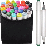 Набор маркеров для скетчинга "deVENTE. Emotion" 36 цветов, двусторонние (кистевидный 2 мм/скошенный до 5 мм), эргономичный трёхгранный корпус, чернила на спиртовой основе, в текстильной сумке