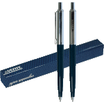 Ручка шариковая подарочная "deVENTE" d=1 мм, темно-синим корпусом и хромированными элементами, сменный стержень, в подарочной коробке, синие чернила