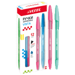 Ручка шариковая "deVENTE. Vista" d=0,7 мм, игольчатый пишущий узел, полупрозрачный цветной корпус с пластиковым держателем, сменный стержень, индивидуальная маркировка, цвета корпуса ассорти, синяя