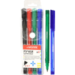 Набор ручек шариковых "deVENTE. Trio" 04 цветов, d=0,7 мм, с полупрозрачным трехгранным корпусом, сменный стержень, в пластиковом блистере
