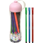 Фломастеры "deVENTE" 18 цветов, шестигранный корпус 8x165 мм, с вентилируемым колпачком, в круглой пластиковой подставке, розовая подставка