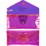 Пенал-косметичка "deVENTE. Fashion Blogger" 22x11x1,5 см, плоский, плотный голографический PVC 800 мкм, с клапаном на кнопке, с внутренним карманом на пластиковой молнии, с колпачком для карандаша, с петлей для ручки, полупрозрачный розовый