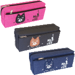 Пенал "deVENTE. Naughty Cat" 20x8,5x6 см, прямоугольный, текстильный, на молнии, наружный объемный карман на молнии, с каучуковой аппликацией, ассорти 3 дизайна