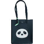 Сумка "deVENTE. Panda" 32x35x2 см, матовая искусственная кожа, 1 отделение на магнитной кнопке, 1 внутренний карман, с брелоком-листком, с ушками и аппликацией в виде панды, черная