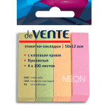 Набор самоклеящихся этикеток-закладок "deVENTE" бумажные 50x12 мм, 4x100 листов, офсет 75 г/м², 4 неоновых цвета, в пластиковом пакете с европодвесом