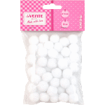 Набор помпонов для творчества "deVENTE" 15 мм, 50 шт, цвет белый, в пластиковом пакете с блистерным подвесом