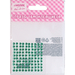 Стразы самоклеящиеся "deVENTE. Dots" акриловые, размер 4 мм, карточка 60x60 мм, зеленые, 100 шт в пластиковом пакете с блистерным подвесом