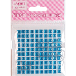 Стразы самоклеящиеся "deVENTE. Square" акриловые, размер 6 мм, карточка 86x86 мм, голубые, 100 шт в пластиковом пакете с блистерным подвесом