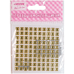 Стразы самоклеящиеся "deVENTE. Square" акриловые, размер 6 мм, карточка 86x86 мм, золотистые, 100 шт в пластиковом пакете с блистерным подвесом