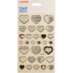Набор наклеек для творчества объемные с золотым и серебряным тиснением "deVENTE. Gold-silver hearts" 12 x 19 см, в пластиковом пакете с блистерным подвесом