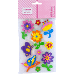 Наклейки объемные "deVENTE. Цветы и бабочки" из фоамирана, карточка 110x180 мм, в пластиковом пакете с блистерным подвесом