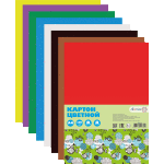Картон цветной "Attomex. Рыбки" A4 (203x283 мм) немелованный 190 г/м², 8 цв, 8 л, в пластиковом пакете