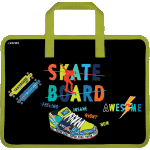 Папка для тетрадей, ИЗО и технологии "deVENTE. Skateboard" A4 (33,5x26x10 см) с текстильным расширением 10 см, на молнии сверху, пластик 400 мкм, текстильные ручки
