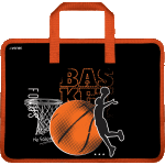 Папка для тетрадей, ИЗО и технологии "deVENTE. Basketball" A4 (33,5x26x10 см) с текстильным расширением 10 см, на молнии сверху, пластик 400 мкм, текстильные ручки