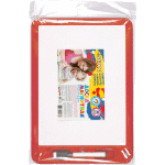 Доска белая магнитная для рисования "deVENTE" двухсторонняя, 31x21,7x2,2 см, с крышкой-подставкой и отсеком для хранения магнитов и маркеров, в комплекте с маркером-щеткой, красная, в пластиковом пакете с европодвесом