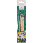 Набор кистей "Attomex. Unicorn" 06 шт (белка № 1, 2, 3, 4, 5, 6) деревянная ручка, в пластиковом блистере