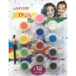 Набор для грима лица и тела "deVENTE" 12 классических цветов, кисточка 1 шт, на водной основе, в блистерной упаковке с подвесом