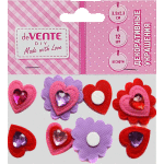 Декоративные украшения "deVENTE. Сердечки со стразами" тканевые, 15 шт, ассорти размеров и цветов, в пластиковом пакете с блистерным подвесом