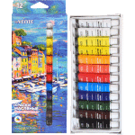 Краски масляные художественные "deVENTE" 12 цветов по 12 мл, в алюминиевых тубах, в картонной коробке с окном и блистерным подвесом