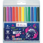 Фломастеры "Attomex. Music Dog" 12 цветов с вентилируемым колпачком, в пластиковом блистере