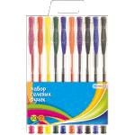 Набор ручек гелевых "Attomex" 10 стандартных цветов, d=0,5 мм, прозрачный корпус с металлическим наконечником, сменный стержень, в пластиковом блистере