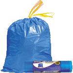 Мешки для мусора с завязками "CleanLab" 65 л, 60x70 см, ПНД, 12 мкм, 15 шт/рулон, тип дна "прямой" синие