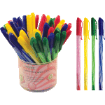 Ручка шариковая "deVENTE. Candy" d=0,7 мм, цветной полосатый корпус, игольчатый пишущий узел, одноразовая, индивидуальная маркировка, цвета корпуса ассорти, в пластиковой тубе, синяя